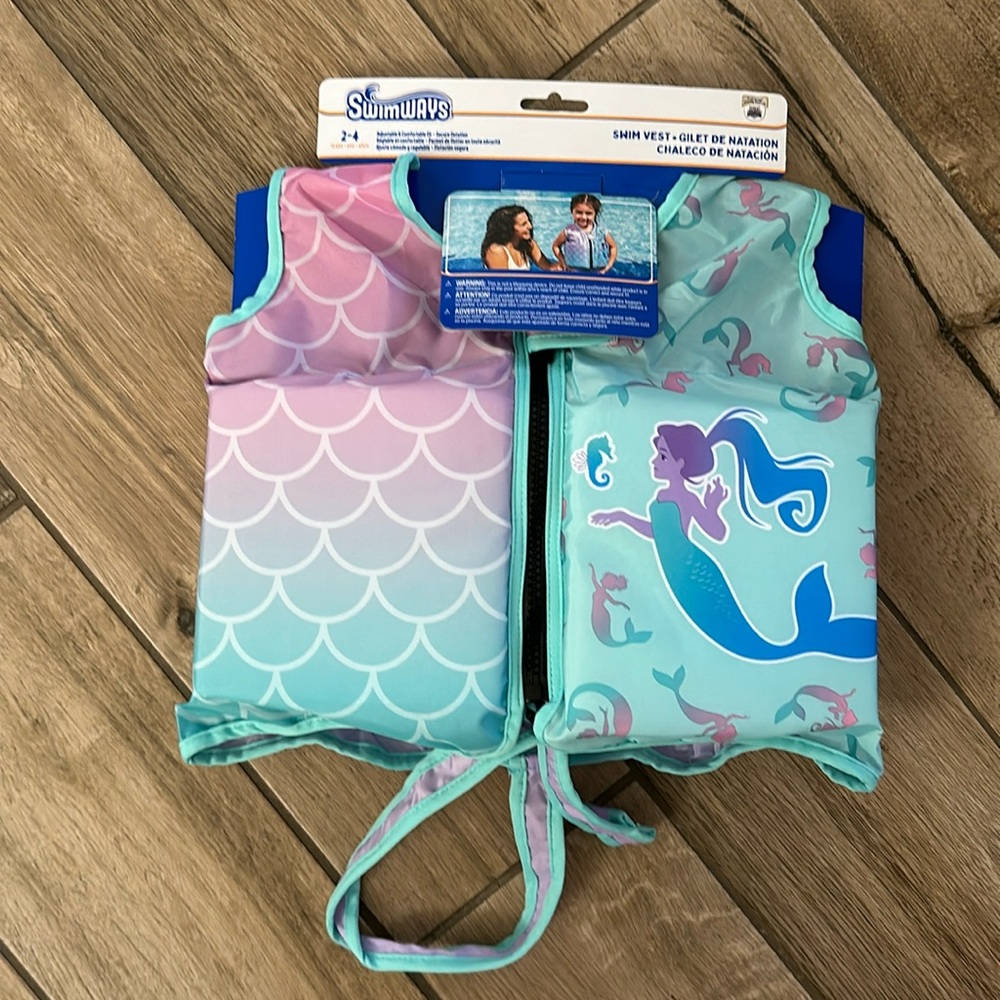 Swimways Mermaid Swim Vest Ages 2-4 Years NEW